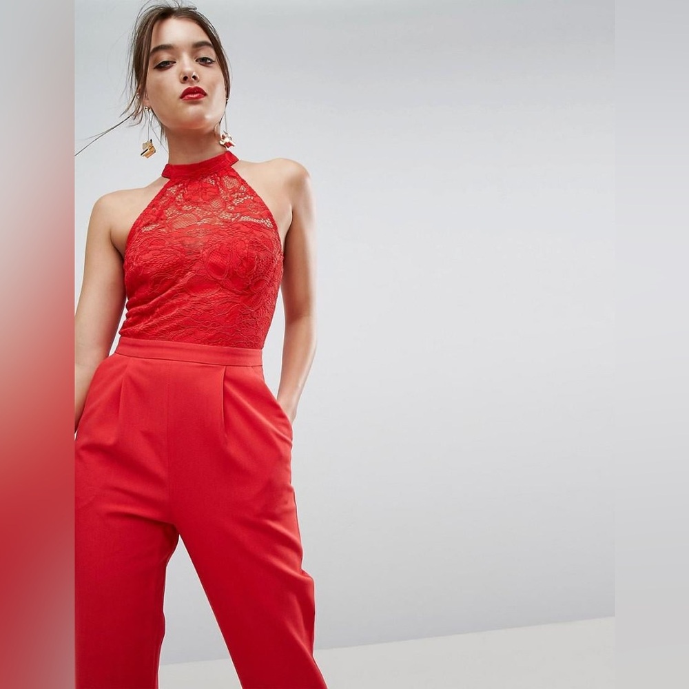 ASOS Classy Red Pant suit Romper sz 6